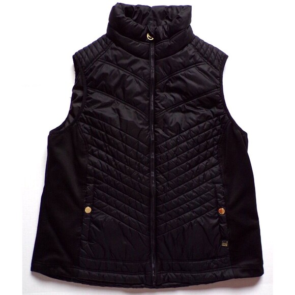 MICHAEL Michael Kors Blk Slvless Quilted Front and Back w/ Fabric Sides Vest 1X - Picture 2 of 3